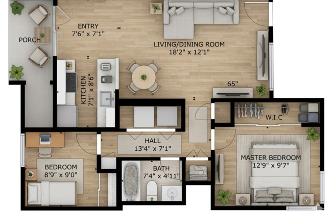 2 beds, 1 bath, 803 sqft, $1,725, Unit CMV 12263 - 203