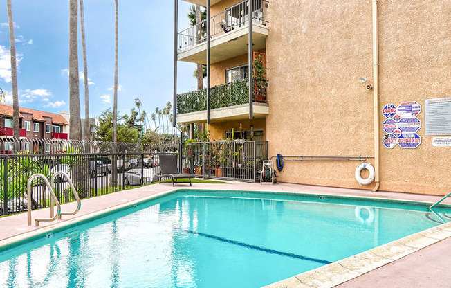 Swimming pool in the courtyard of Chandler Circle Apartments.