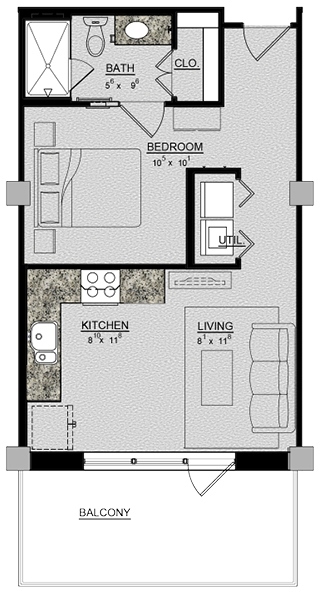 1 bed, 1 bath, 540 sqft, $1,522