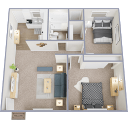 2 beds, 1 bath, 733 sqft, $999