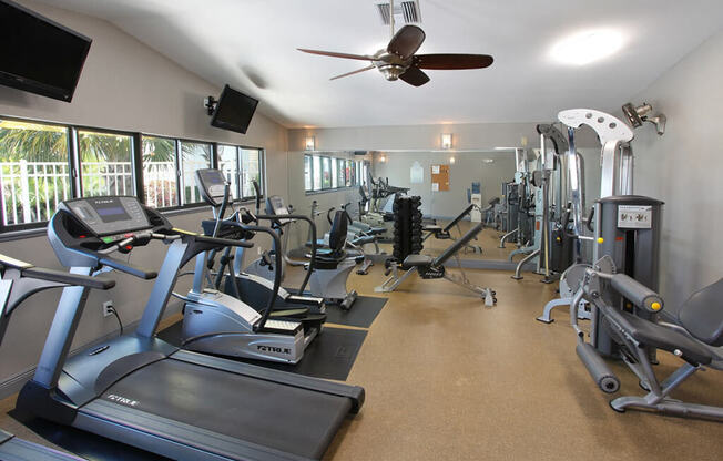 Fully functional gym for both weight lifters and cardio buffs at Coral Club, Bradenton, FL