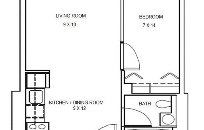 1 bed, 1 bath, 430 sqft, $3,200, Unit S6J
