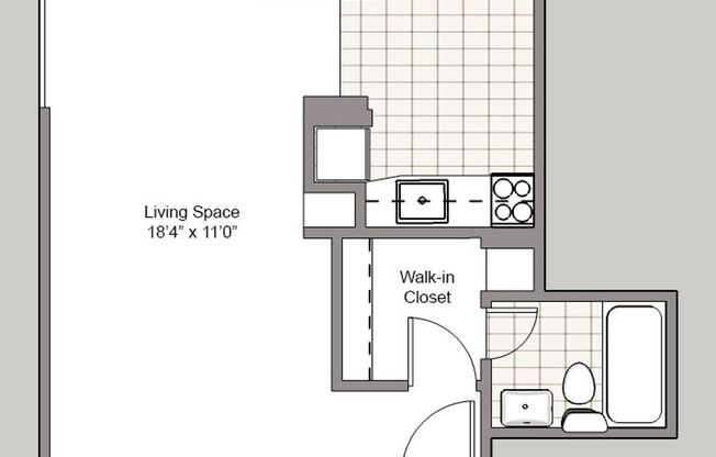 Studio, 1 bath, 360 sqft, $1,175, Unit 208