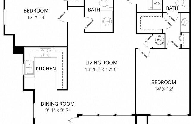 2 beds, 2 baths, 1,194 sqft, $1,225