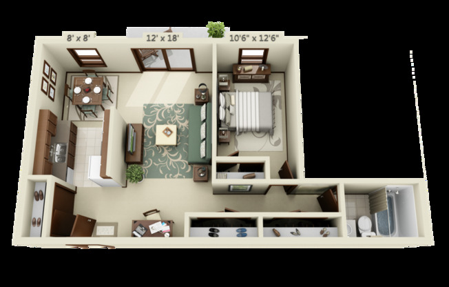 1 bed, 1 bath, 712 sqft, $1,245, Unit 103 BR