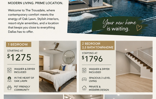 2 beds, 2.5 baths, $1,821, Unit 129