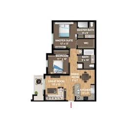 2 beds, 2 baths, 1,188 sqft, $1,603