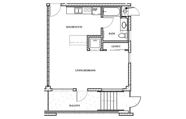 Studio, 1 bath, 745 sqft, $2,575, Unit 102