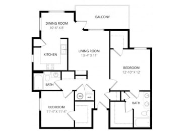 2 beds, 2 baths, 1,064 sqft, $1,995