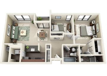 2 beds, 2 baths, 1,250 sqft, $2,611