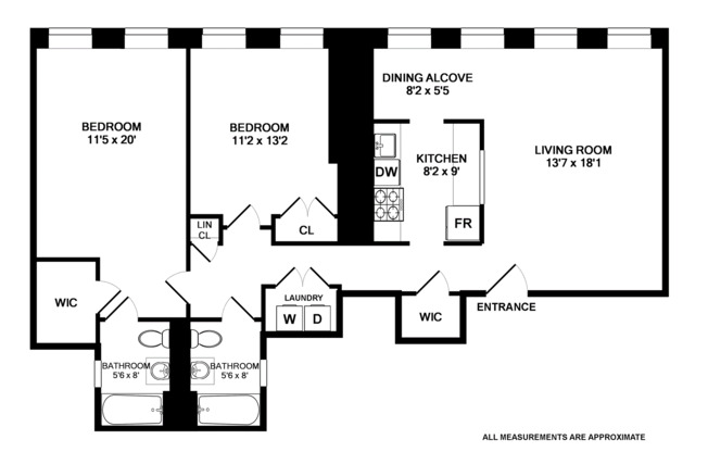 2 beds, 2 baths, 1,050 sqft, $3,700, Unit 5C