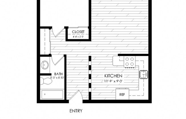 1 bed, 1 bath, 625 sqft, $1,495