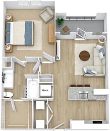 1 bed, 1 bath, 661 sqft, $1,395