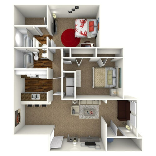 2 beds, 2 baths, 1,050 sqft, $1,436