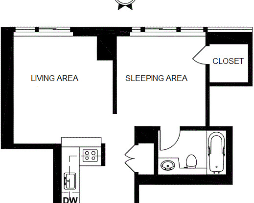 Studio, 1 bath, 444 sqft, $3,800, Unit 23C