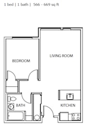 1 bed, 1 bath, 589 sqft, $835