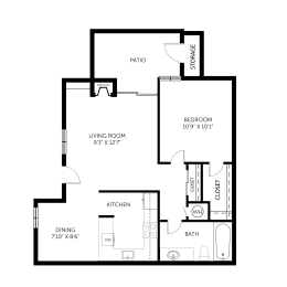 1 bed, 1 bath, 616 sqft, $1,601