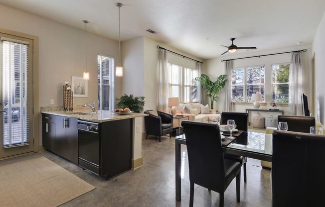 Dining Area With Kitchen View at Optimist Lofts, Atlanta, Georgia