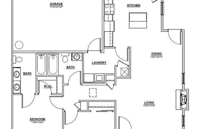 2 beds, 2 baths, 1,186 sqft, $2,100, Unit B-106