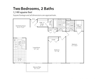 2 beds, 2 baths, 1,149 sqft, $1,579