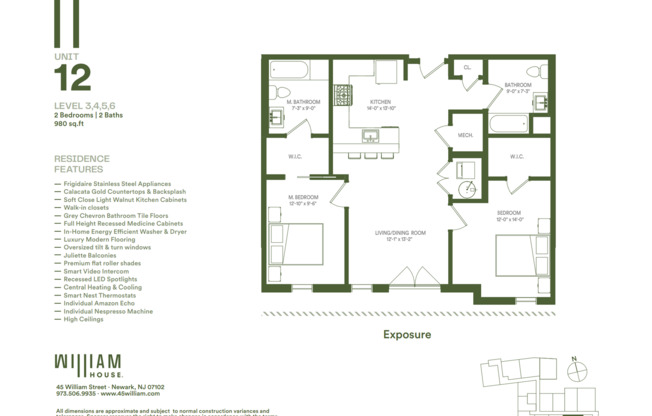 2 beds, 2 baths, 980 sqft, $2,850, Unit 302