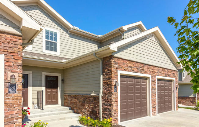 front exterior of townhome at Prairie Pines Townhomes, Shawnee, Kansas