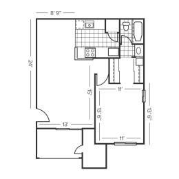 1 bed, 1 bath, 712 sqft, $2,502