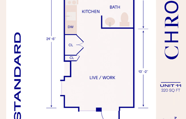 Studio, 1 bath, 320 sqft, $1,658, Unit 106