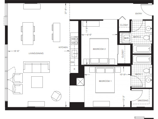 2 beds, 2 baths, $2,731