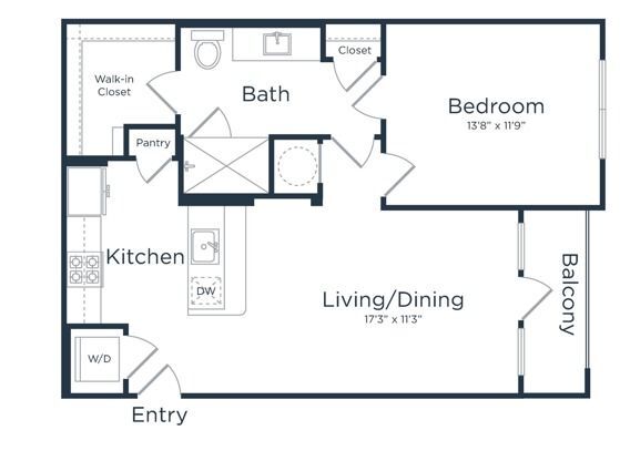 1 bed, 1 bath, 703 sqft, $1,395
