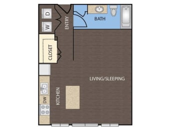 Studio, 1 bath, 602 sqft, $1,048