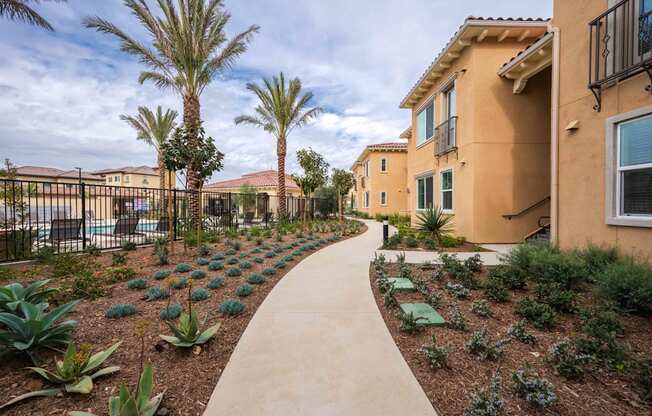 Amelia walkway with plants