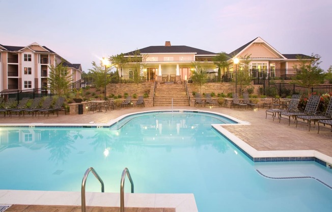 Twilight Pool at Abberly Place at White Oak Crossing Apartments, HHHunt Corporation, Garner, 27529