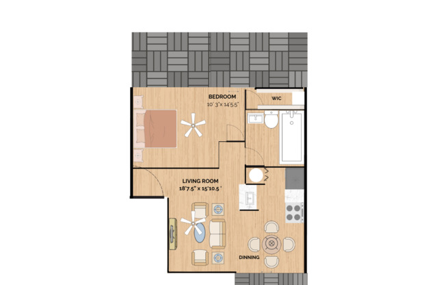 1 bed, 1 bath, 630 sqft, $1,495, Unit 118