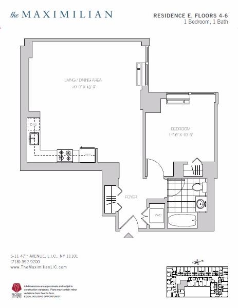 1 bed, 1 bath, 716 sqft, $4,179, Unit 5-E