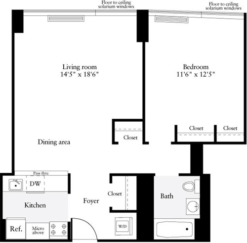 1 bed, 1 bath, 709 sqft, $4,656, Unit 12G