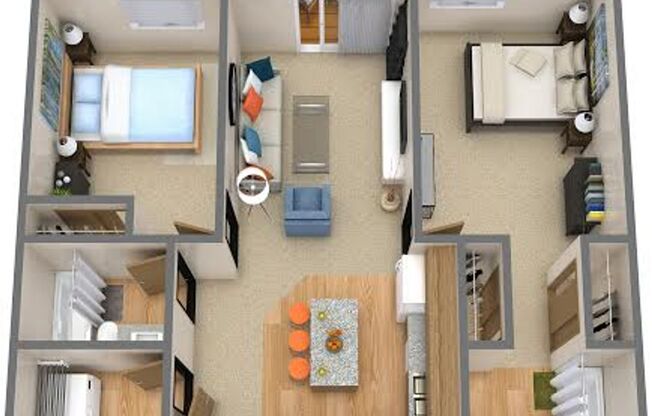 2 beds, 2 baths, 976 sqft, $1,525, Unit 1204