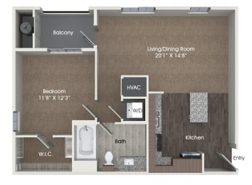 1 bed, 1 bath, 733 sqft, $2,442