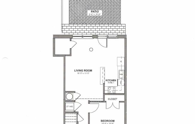 1 bed, 1 bath, 651 sqft, $1,195, Unit 109