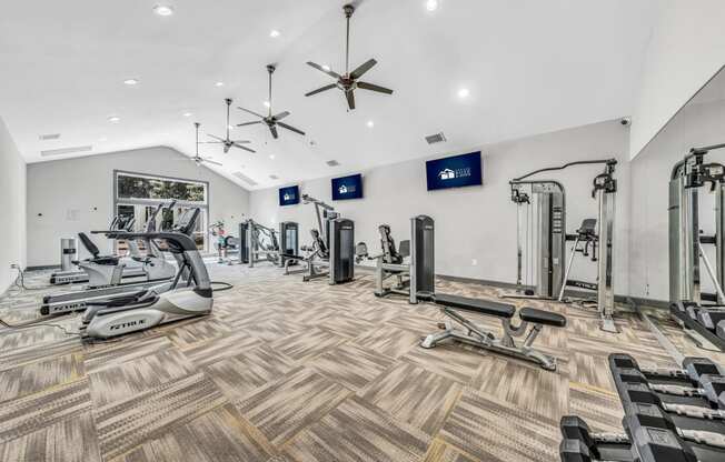 the gym is equipped with treadmills and other exercise equipment