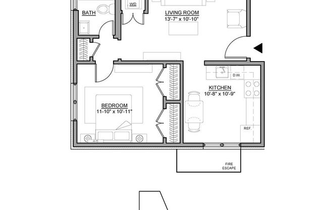 1 bed, 1 bath, 615 sqft, $2,150, Unit 1H