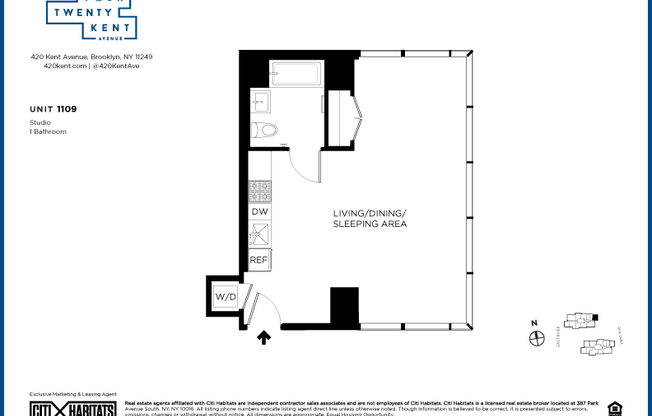 Studio, 1 bath, $4,125, Unit 1109