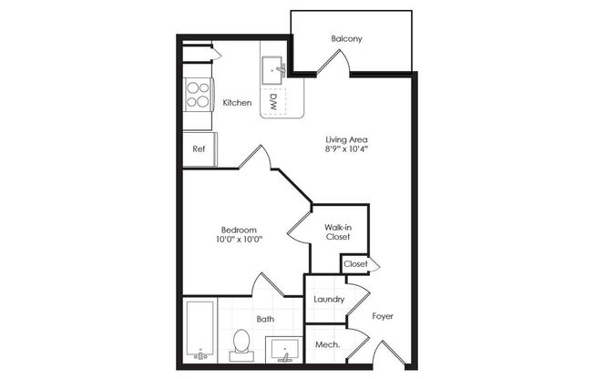 1 bed, 1 bath, 540 sqft, $1,349