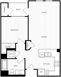 1 bed, 1 bath, 711 sqft, $3,929
