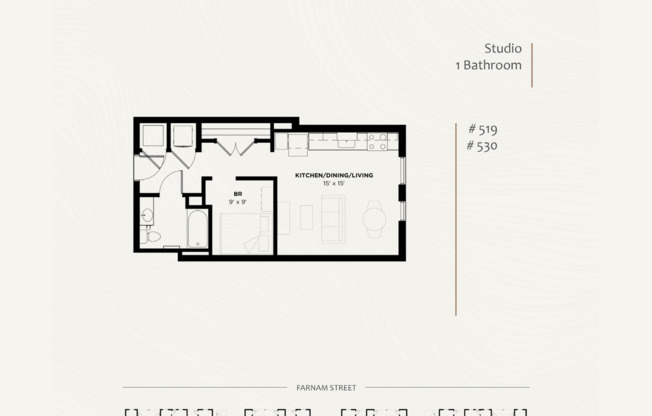 1 bed, 1 bath, 681 sqft, $1,500, Unit 519
