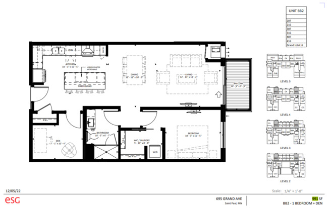 1 bed, 1 bath, 991 sqft, $2,695, Unit 416