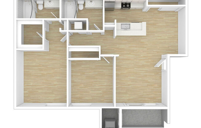 2 beds, 2 baths, 1,050 sqft, $2,981