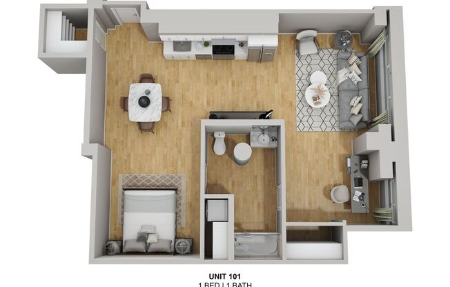 2 beds, 1 bath, 950 sqft, $3,200, Unit 101