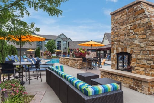 Outdoor courtyard with fire pit at Berkshire Aspen Grove, Colorado, 80120