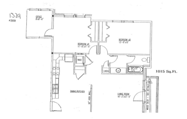 2 beds, 1 bath, 935 sqft, $1,155, Unit 309
